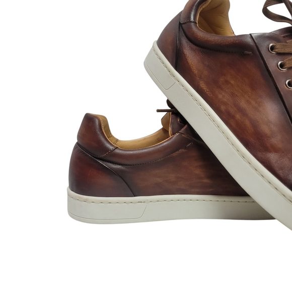 MAGNANNI ELONSO Brown Walnut Solid Leather Men's Casual Shoes Size 10 M NWT $595 - Picture 2 of 11